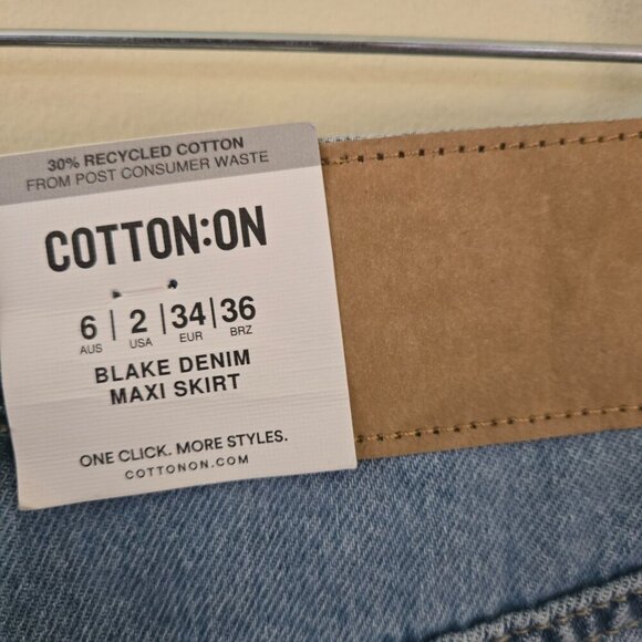 Cotton On NWT Blake Denim Maxi Skirt Trending Classic Closet Staple Size 2 - Picture 7 of 10